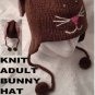 BROWN RABBIT MITTENS knit Fleece Lined ADULT ladies bunny puppet stitch face Halloween Costume