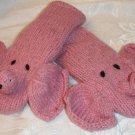 Pink ELEPHANT MITTENS Fleece Lined ADULT Hand puppet  Halloween Costume knit driving gloves