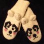 white POLAR BEAR Mittens LINED Knit ADULT pink cheeks Costume smiling delux happy puppets