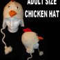 Adult CHICKEN HAT knit cap LINED farm animal Halloween costume ADULT men women toque