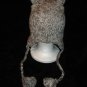 OWL HAT knit ski cap ADULT animal Costume LINED barn hoot GRAY grey cable knit rice university