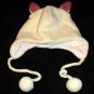 WHITE CAT HAT knit ski cap Fleece Lined Winter furries EMO punk animal Costume beanie