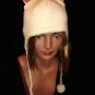WHITE CAT HAT knit ski cap Fleece Lined Winter furries EMO punk animal Costume beanie