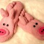 PIG MITTENS knit ADULT puppet PINK piggy FLEECE LINED Halloween costume therapy