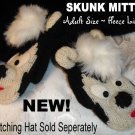 SKUNK MITTENS knit Fleece Lined ADULT puppet MITTS New honey badger Costume