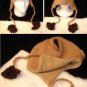BROWN Teddy BEAR HAT knit ADULT Fleece LINED ski cap animal costume