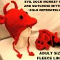EVIL SOCK MONKEY HAT knit ADULT sun red devil Halloween costume deluxe delux knit wear