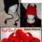 EVIL SOCK MONKEY HAT knit ADULT sun red devil Halloween costume deluxe delux knit wear