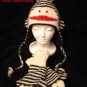 Black White Stripe SOCK MONKEY MITTENS knit mitts ADULT puppet deluxe