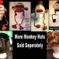 BROWN SOCK MONKEY HAT Knit FLEECE lined ADULT photo prop pro MENS WOMENS trench HALLOWEEN COSTUME