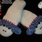 BLUE CUTE SOCK MONKEY MITTENS knit PUPPET wool ADULT SZ matching adult delux hat sold separate