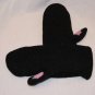 CAT MITTENS Black knit FLEECE LINED pink paws bear Halloween costume kitty