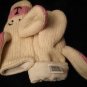 BUNNY MITTENS knit RABBIT pink and white ADULT SIZE puppet FLEECE LINED soft comfortable