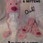 PIG MITTENS warm winter ADULT SIZE ladies puppet PINK piggy Knit FLEECE LINED costume therapy
