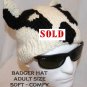 BADGER HAT Knit RIGID EARS halloween costume cap WINTER SKI CAP football game wear