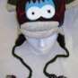 ARGYLE SOCK MONKEY HAT knit ADULT Halloween costume FLEECE LINED multi color blue green red
