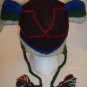 ARGYLE SOCK MONKEY HAT knit ADULT Halloween costume FLEECE LINED multi color blue green red
