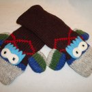 ADULT ARGYLE SOCK MONKEY MITTENS blue red green FLEECE LINED PERFECT GIFT ski snowboard