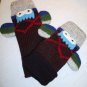 ADULT ARGYLE SOCK MONKEY MITTENS blue red green FLEECE LINED PERFECT GIFT ski snowboard