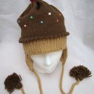 CUPCAKE KNIT HAT Fleece Lined ADULT Brown ski cap toque animal Costume
