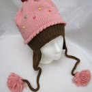 Pink Strawberry CUPCAKE HAT knit cap FLEECE LINED ladies womens costume ADULT