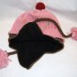 Pink Strawberry CUPCAKE HAT knit cap FLEECE LINED ladies womens costume ADULT