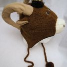 LONGHORN SHEEP HAT knit FLEECE LINED aries RAM mountain goat ADULT animal costume horns dodge
