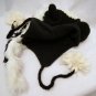BADGER HAT ADULT skunk KNIT Ski cap BEANIE animal Costume Helmet Head woodchuck black and white