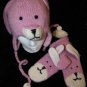 PINK BUNNY RABBIT HAT Fleece Lined ADULT knit ski cap animal costume gift