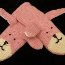 ADULT PINK BUNNY RABBIT MITTENS knit Fleece Lined SOFT wool warm delux