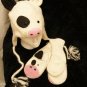 cow HAMPSHIRE PIG MITTENS knit FLEECE LINED Unisex ADULT black white COUNTRY cow print