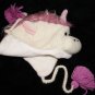 UNICORN HAT Adult knit Pink Mohawk FLEECE LINED white horse Pegasus ski cap Halloween COSTUME