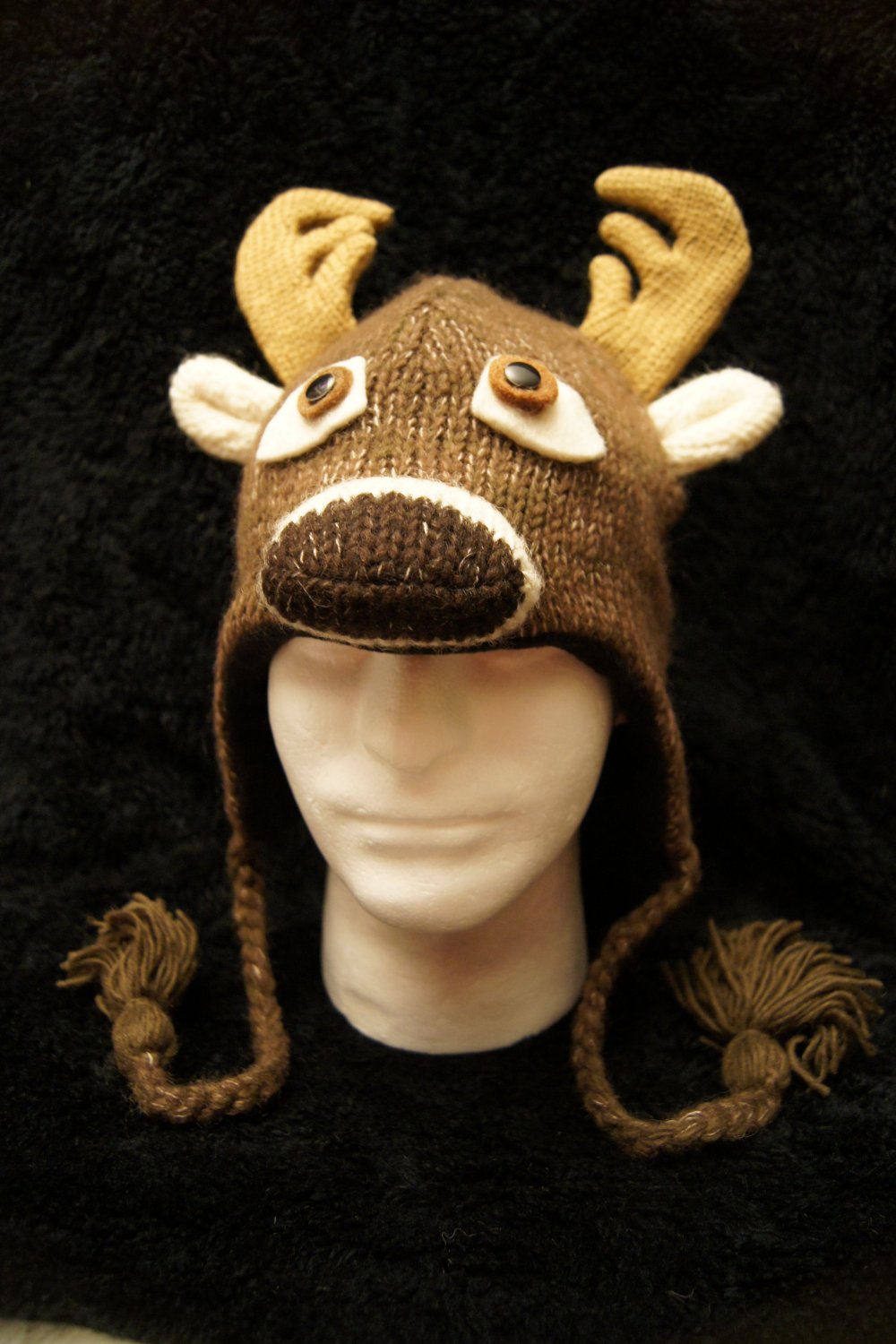 ADULT DEER HAT knit ski cap DEAR buck taxidermy reindeer COSTUME mens