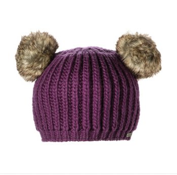 PURPLE KNIT HAT poms animal cap mens womens Halloween costume FLEECE Lined delux