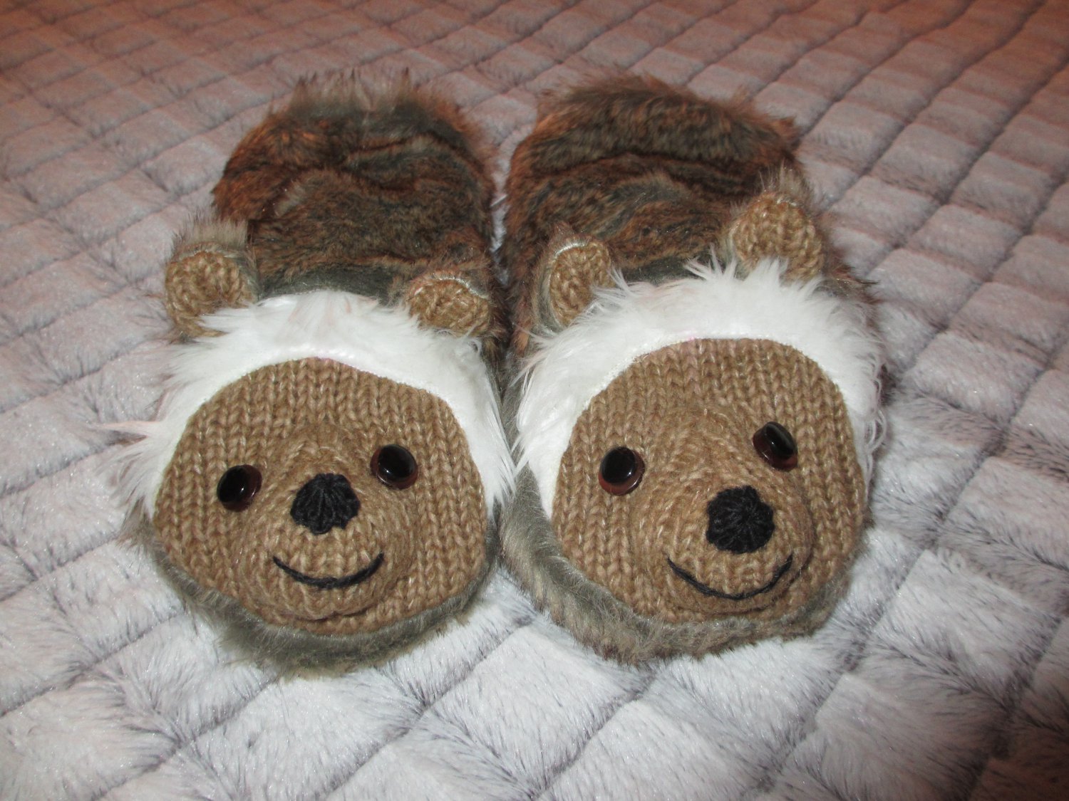 ADULT Hedgehog MITTENS knit brown FLEECE LINED hedghog possum mole groundhog