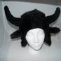 BLACK BUFFALO HAT horns fur MOOSE cap FURRY BISON decoy antlers animal costume viking IN STOCK