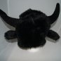 BLACK BUFFALO HAT horns fur MOOSE cap FURRY BISON decoy antlers animal costume viking IN STOCK