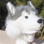 DOG HAT Siberian Husky Sled Alaskan Malamute plush fake fur MUSHING mask cap Adult HALLOWEEN COSTUME