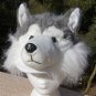 DOG HAT Siberian Husky Sled Alaskan Malamute plush fake fur MUSHING mask cap Adult HALLOWEEN COSTUME