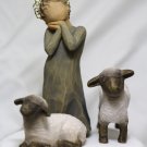 Willow Tree ANGELS Little Shepherdess 3 piece sheep figurine statues gold crown of hearts