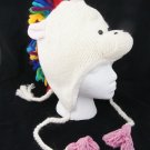 RAINBOW UNICORN HAT Adult  knit FLEECE LINED white horse HALLOWEEN COSTUME head mask EQUESTRIAN