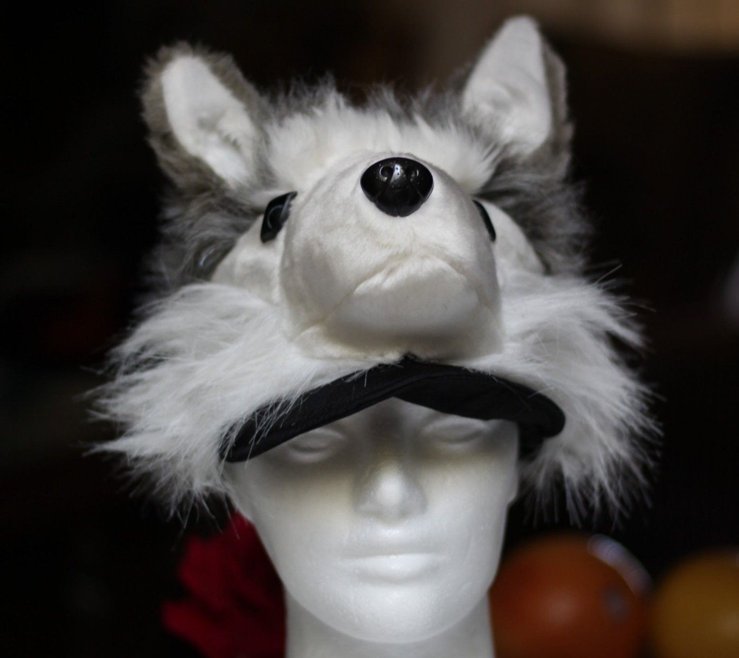 DOG HAT Siberian Husky Alaskan Malamute BLACK RIM plush MUSHING cap