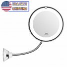 14 LED Suction Cup Makeup Flexible Mirror 7" 10X, Goodneck, 360 Degree Lighted