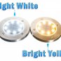 4 Solar Powered 8 LED Disc Path Lawn Lights W/ Diffusure Lens Waterproof Disk