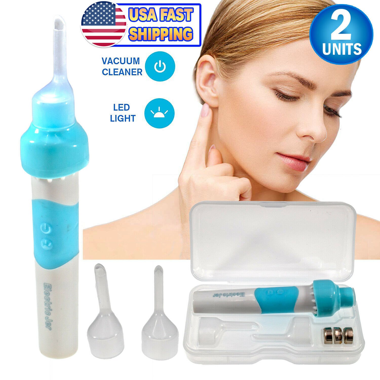 2 Ear Wax Vacuum Removal Kit Easiest Ear Cleaner Ear Wax Removal Tool