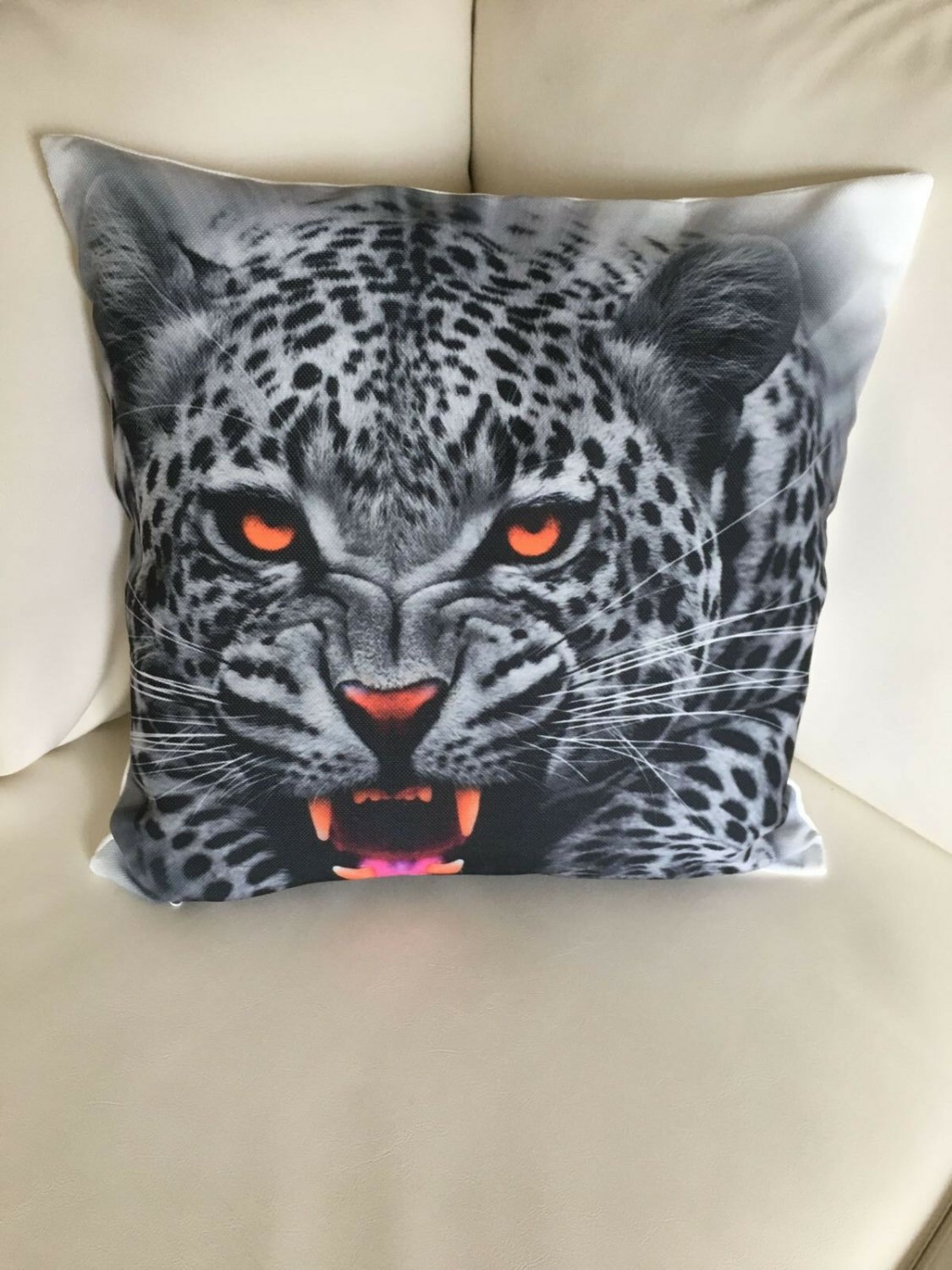 Throw Pillow Cover Leopard black&Whit Digital Print 17" X 17" Sofa Cushion Cover