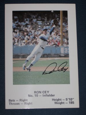 Dodgers RON CEY #10 Infielder Baseball TRADING CARD Los Angeles Police Department