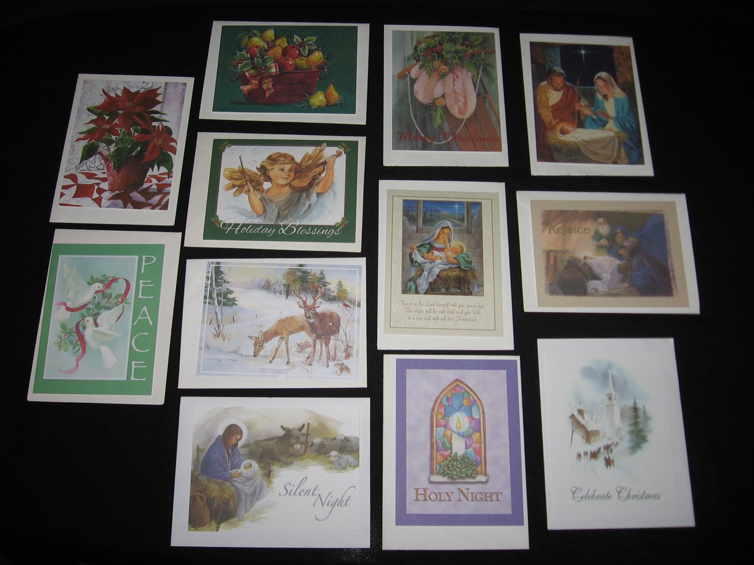 CHRISTMAS CARDS Set of 12 Assorted Religious and Non-Religious with ...