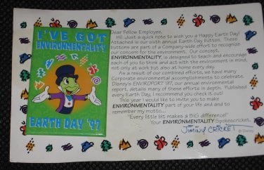 Disneys Jiminy Cricket Earth Day I've Got Environmentality 97 Cast Pin RARE NEW
