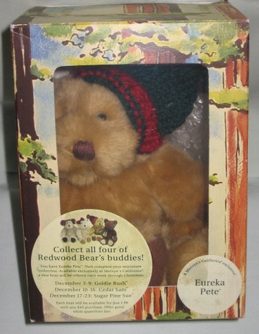 Eureka Pete Collectible Stuffed Bear with Card 2000 Mervyns California Exclusive NEW